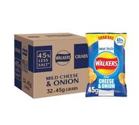 Walkers Less Salt Mild Cheese & Onion Crisps 32 x 45g