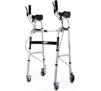 Walkers，Lightweight Folding Walker tor Walker for Seniors with 4 Wheels and Arm Rest Pad Height Adjustable Rolling Walker Walking Mobility Aid for Elderly