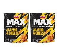 Walkers Max Coated Peanuts Jalapeño & Cheese Sharing Bag 175g, (2 Pack), Jalapeno & Cheese Flavour Coated Peanuts, No artificial colours and no added MSG, Suitable for vegetarians