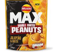 Walkers Max Double Coated Peanuts Jalapeno & Cheese Flavour, 8 x 175g Bulk Sharing Bags | Bold Crunchy Nut Snacks with a Spicy Kick | Perfect for Parties and Savoury Gifting
