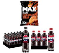 Walkers Max Flame Grilled Steak Crisps, 50 g, Pack of 24