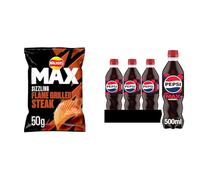 Walkers Max Flame Grilled Steak Crisps, 50 g, Pack of 24