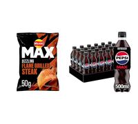 Walkers Max Flame Grilled Steak Crisps, 50 g, Pack of 24