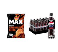 Walkers Max Flame Grilled Steak Crisps, 50 g, Pack of 24