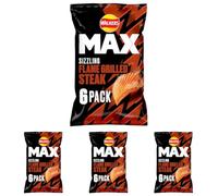 Walkers MAX Flame Grilled Steak Multipack Crisps 6 x 27g (Pack of 4)