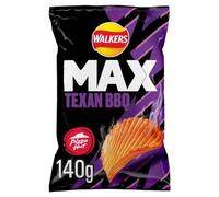 Walkers Max Pizza Hut Texas BBQ Sharing Crisps 140g, Irresistible, deep-ridged crisps for a bolder taste experience, Suitable for Vegetarians, No Artificial Colours, No Added MSG