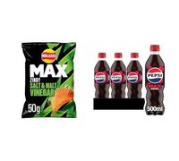 Walkers Max Salt & Vinegar Crisps Case, 50 g, Pack of 24