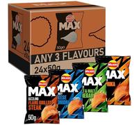Walkers Max Snacks Crisps Custom, Choose Any 3 Flavours, Receive 8 Bags of Each, 24 x 50g Packs