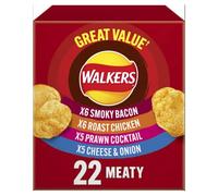 Walkers Meaty Variety Multipack Crisps Box, 25 g (Pack of 22)