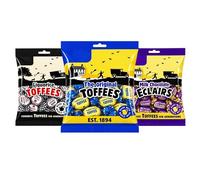 Walker's Nonsuch Assorted Toffees & Eclairs, 3 Bag Variety Pack | English Creamy Toffee, Milk Chocolate Eclairs and Liquorice Toffee