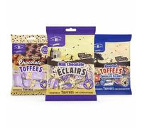 Walkers Nonsuch Toffee and Eclairs Variety Pack, Individually Wrapped British Sweets, 3 Bags (435g) Milk Chocolate Eclairs, Assorted Toffees, Double Dipped Chocolate Toffees