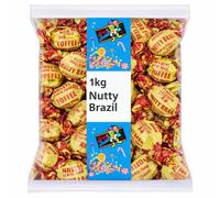 Walkers Nutty Brazil Toffee 1kg Bulk Bag | Individually Wrapped Chewy Sweets for Sharing & Gifting