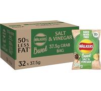 Walkers Oven Baked Crisps 37.5g Bags, Low Calorie Snacks (32 Bags x 37.5g, Salt & Vinegar)