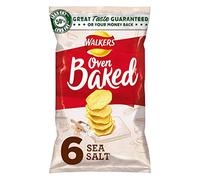 Walkers Oven Baked Sea Salt Vegetarian Multipack Snacks, 50% Less fat 6x25 g
