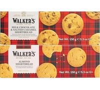 Walkers Pure Butter Shortbread Biscuits - Salted Caramel & Milk Chocolate and Almond Shortbread - Pack of 2 Scottish Cookies