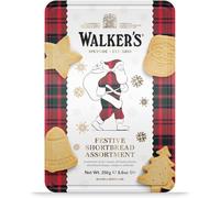 Walkers Pure Butter Shortbread Festive Assortment - Keepsake Santa Tin 250g (6 Tins x 250g, Pure Butter Shortbread)