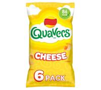Walkers Quavers Cheese Flavour Potato Snack Crisps, 86 kcal per Pack, Suitable for Vegetarians, 6 Pack, 16g Each