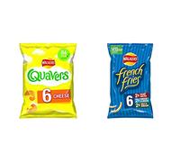 Walkers Quavers Cheese Multipack Snacks, 6 x 16g & French Fries Variety Sharing Snacks, 6 x 18g