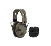 Walker's Razor Tacti-Grip Lightweight Shooting Hunting Range Slim Hearing Protection Muff (Flat Dark Earth) with FDE Rubber Headband Bundle with Hearing Protection Case (2 Items)