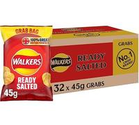 Walkers Ready Salted Crisps Multipack 32 x 45g Snack Packs, Bulk Box of Individually Wrapped Potato Crisps for Lunchboxes, Parties & Sharing, Includes Birthday Card By Kavya Global