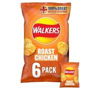 Walkers Roast Chicken Multipack Crisps 6x25g, Made with 100% Great British Potatoes, No added MSG, Artificial Colours, Suitable for vegetarians