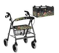 Walkers Seat and Backrest Covers and Under Seat Storage Bag 3 Piece Moon Butterfly Night Mushroom Rollator Accessories for Seniors Unviersal Fit Most Walkers