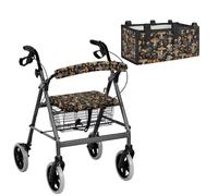Walkers Seat and Backrest Covers and Under Seat Storage Bag 3 Piece Retro Mushroom Design Rollator Accessories for Seniors Unviersal Fit Most Walkers