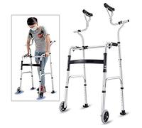 Walkers,Seniors Tor Walker, with Seat& Wheels&Axillary Support, Folding Portable Step Assist, Walker Glides, Adult Rolling Walker, Load 180Kg/398Lb-2 Wheels