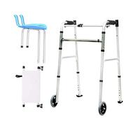 Walkers,Shower Chair with Padded Seat,Folding Elderly Walker Trolley with Detachable Arm Rest - Adjustable Height Rolling Tor with 2 Wheels |Walking E Mobility Aid for Ba
