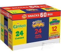 Walkers Snacks Variety Box, 60 Pack, Monster Munch, Wotsits and Quavers, Mixed Flavours