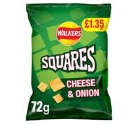 Walkers Squares Cheese and Onion Crisps 72g (Pack of 18)
