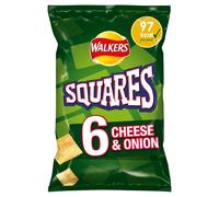Walkers Squares Cheese Onion Multipack Snacks Crisps 6x22g