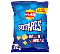 Walkers Squares Salt & Vinegar 72g (Pack of 18)