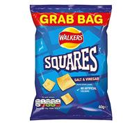 Walkers Squares Salt & Vinegar Flavoured Grab Bag Crisps - 32 x 40g