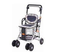 Walkers，tor Walker with Seat, Folding tor with 4 Wheel Shopping Trolley Walker Adjustable Height Push Pull Shopping Cart Bag Luggage Grocery Trolley