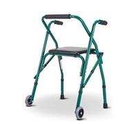 Walkers,Tor Walker with Seat, Tor Walker with Seat and Wheels, Portable Lightweight Folding Seniors Step Assist, for House Outdoor-Green