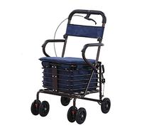 Walkers，tor Walker with Seat, tor with 4 Wheel Folding Walker with Removable Back Support Comes with Padded Seat, Rage Basket Ergonomic Handle(Blue) (Blue)