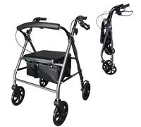 Walkers，tors for Seniors Lightweight with Seat Foldable,Four Wheel Walker,with Shopping Bag,Height Adjustable,Strong Load-Bearing,Suitable for People with Reduced Mobility