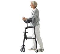 Walkers, Upright Folding Rollator Walker, Height Adjustable Lightweight Aluminum Mobility Walker Aid, Multifunctional Walking Mobility Aid for Elderly Disabled