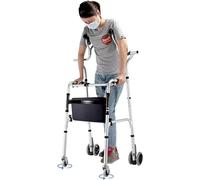 Walkers with Armrests Seniors Stand Upright Rolling Height Adjustable Stands Up Walkers Stand Up Walker with Detachable Seat Rolling Walker for Adult Bariatric Handicap(4 Wheels)