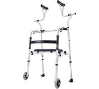 Walkers with Armrests Seniors Stand Upright Rolling Height Adjustable Stands Up Walkers Stand Up Walker with Detachable Seat Rolling Walker for Adult Bariatric Handicap(2 Wheels)