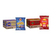Walkers Wotsits Really Cheesy Snacks, 22.5g (Case of 32) & Ready Salted Crisps, 32.5g (Case of 32)