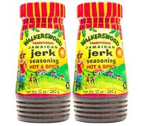 Walkerswood Traditional Jamaican Jerk Seasoning - Hot & Spicy 280g (2-pack) + Uplabel Creations 180ml Food Pot
