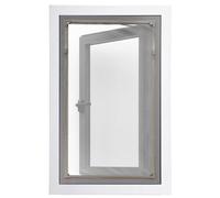 Walkervo Adjustable DIY Magnetic Window Screen Mesh Kit for Summer Window Patio Anti-Insect Bug Mosquito Magnetic Window Curtain Net Mesh Screen Replacement Kit Self-Adhesive, 59x79in,Champagne