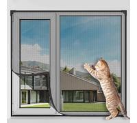 Walkervo DIY Magnetic Window Screen Adjustable Window Mosquito Net Anti Mosquito Mesh Window Screens for House Windows Fine Mesh Screen Curtain with Grey Mesh to Keep Bugs Out, 27x59in,Black