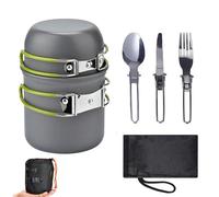 Walkervo Outdoor Camping Cookware Set Durable Aluminum Camping Cooking Set Compact Camping Pots and Pans Set with Kettle Non-Stick Camping Pan for Outdoor Cooking Hiking and Picnics,Green