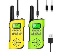 Walkie Talkie Children Rechargeable with Li-ion Battery Radio Set for Gift/Camping/Adventure Clear Voice Transmission(Yellow and Green)