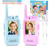Walkie Talkie for Kids with Video, 2 Pack Long Range Rechargeable Kids Walkie Talkies with Voice Effects & HD Camera, Toys for Kids Ages 3-12 Boys Girls for Indoor Outdoor Camping, Birthday Gifts