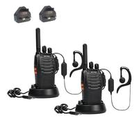 Walkie Talkie PMR446 Two Way Radio Long Range pofung PT88E Professional License-free Radio 16 Channels Rechargeable Walkie Talkies for Adults with VOX LED Light Earpieces(Black, 2 Pack)