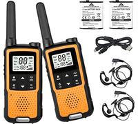 Walkie Talkie Rechargeable, Greaval PMR446 Two Way Radio, 22 Channels Long Range Walkie Talkies for Adults, License Free Walky Talky with Earpiece and USB Cable (Orange 2 Pack)